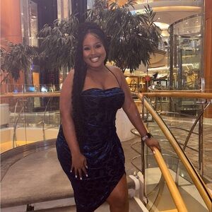 Fashion Nova Strapless Black and Blue Dress